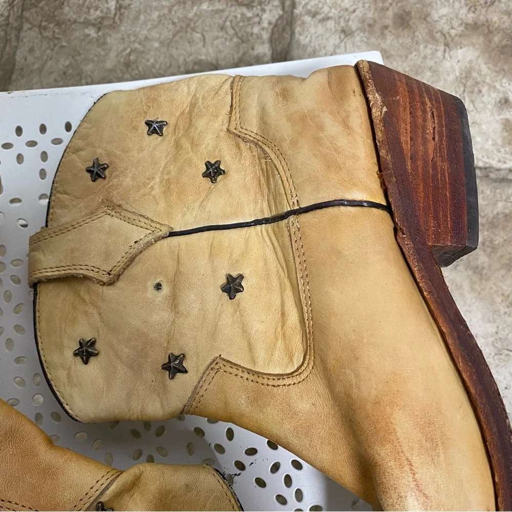 Bed Stu Women’s 7.5  Cowboy Bench Studded Star Ankle Boots Cobbler Leather - Picture 6 of 10